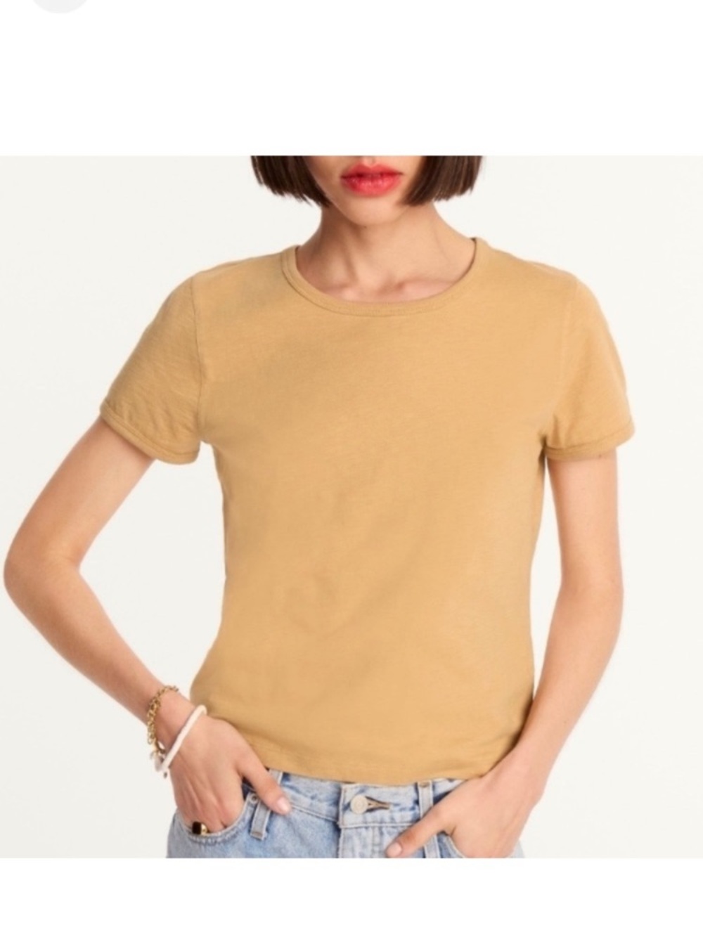 J. Crew 90’s cropped Organic Slub Cotton Tee size M Tan